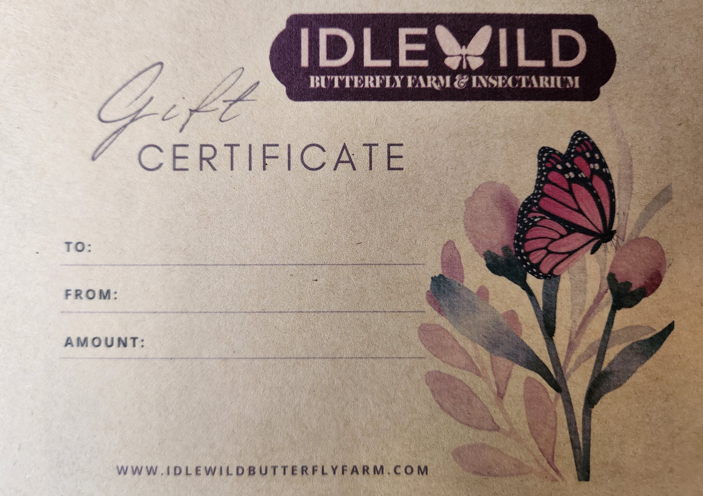 Idlewild Butterfly Farm Gift Certificate